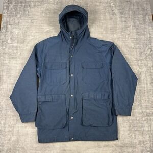 VINTAGE Woolrich Jacket Mens Medium Blue 70s Lightweight Field Hooded Outdoors